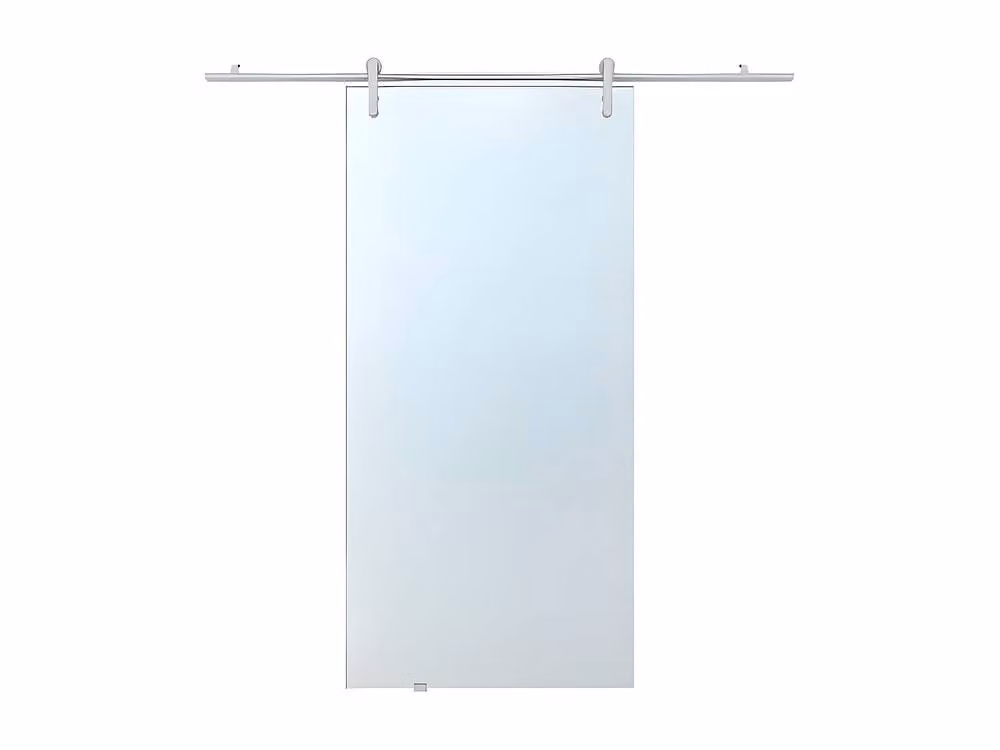 Vente-unique Modern Surface-Mounted Sliding Door in Clear Tempered Glass, H 205 x W 93 cm – 2