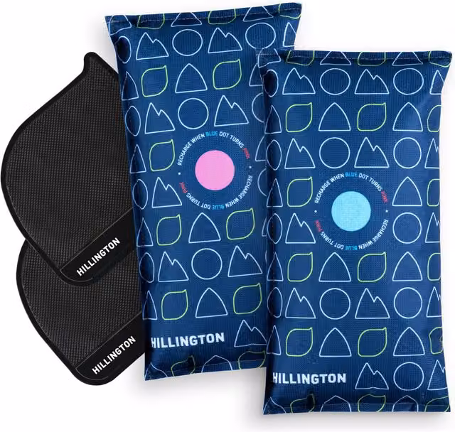 Hillington Reusable Car Dehumidifier 2-Pack, 1kg Moisture Absorbers in Blue with Anti-Slip Mats – 1