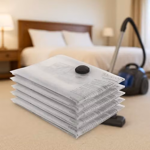 Harbour Housewares Vacuum Storage Bags, Pack of 5, White and Transparent, W: 50 cm x D: 70 cm – 5
