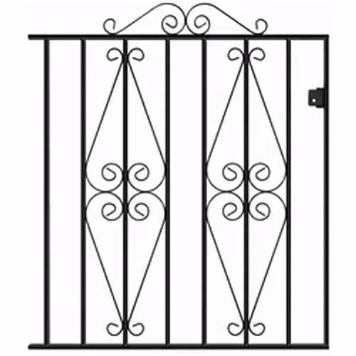Burbage Iron Craft Stirling Scroll Low Flat Top Single Swing Gate in Black, W: 122 cm, H: 91.4 cm – 1