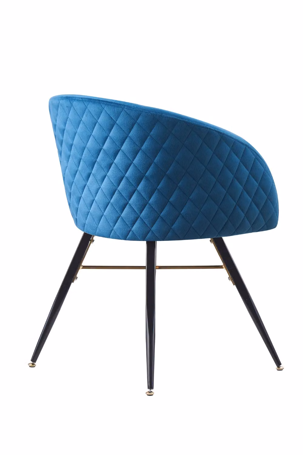 Life Interiors Set of 2 Vittorio Blue Velvet Dining Chairs with Black Metal Legs and Quilted Design – 3