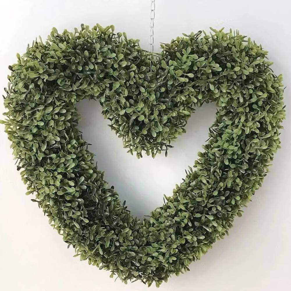 SPETLEK Heart-shaped Green Leafy Grass Hanging Decoration with Single Chain, W: 100 cm, H: 60 cm – 5