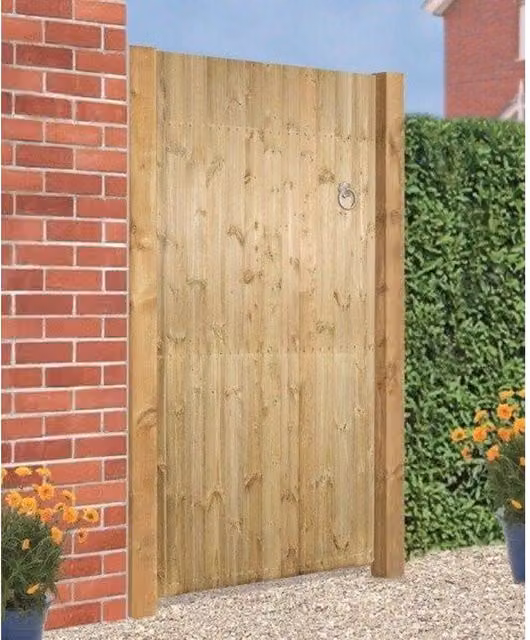 Burbage Iron Craft Carlton Square Top Single Gate, Pressure Treated Wood, Brown, W: 105 cm, H: 180 cm