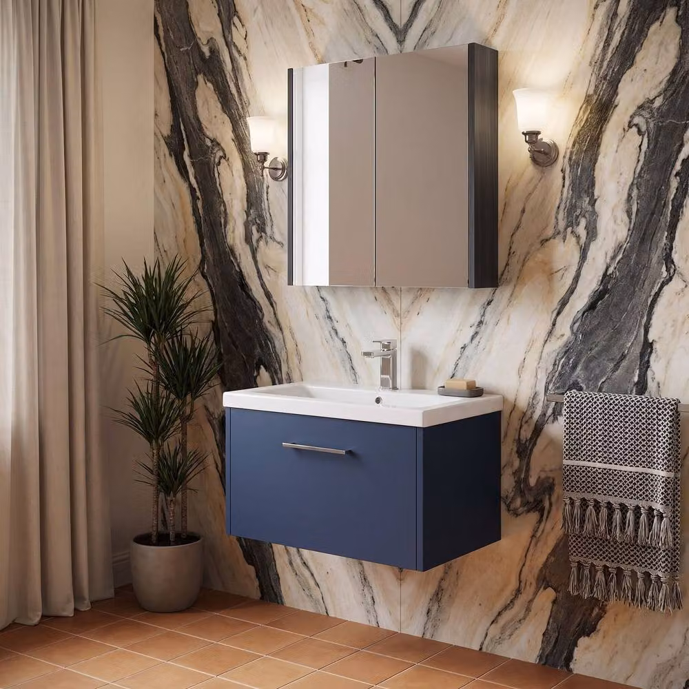 Balterley Winshill 1 Drawer Wall Hung Vanity Basin Unit, Blue, W: 60 cm – 3