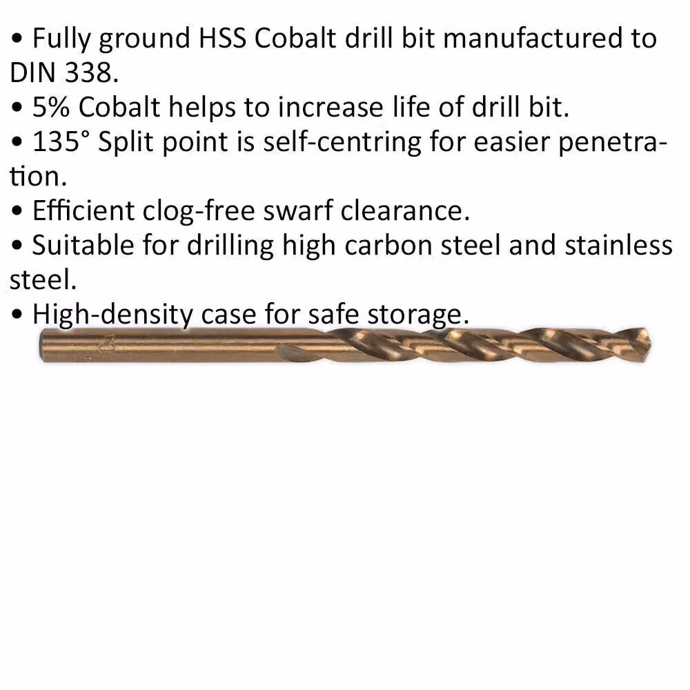 Loops 5 Pack of 12mm HSS Cobalt Twist Drill Bits for Stainless Steel in Gold – 2