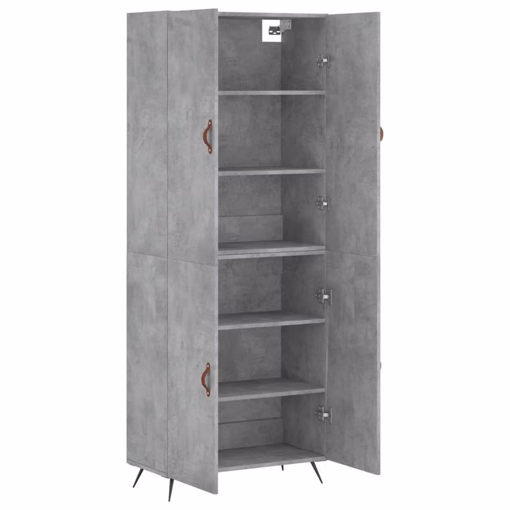 Berkfield Home Highboard in Concrete Grey, W/D/H: 69.5 x 34 x 180 cm – 3