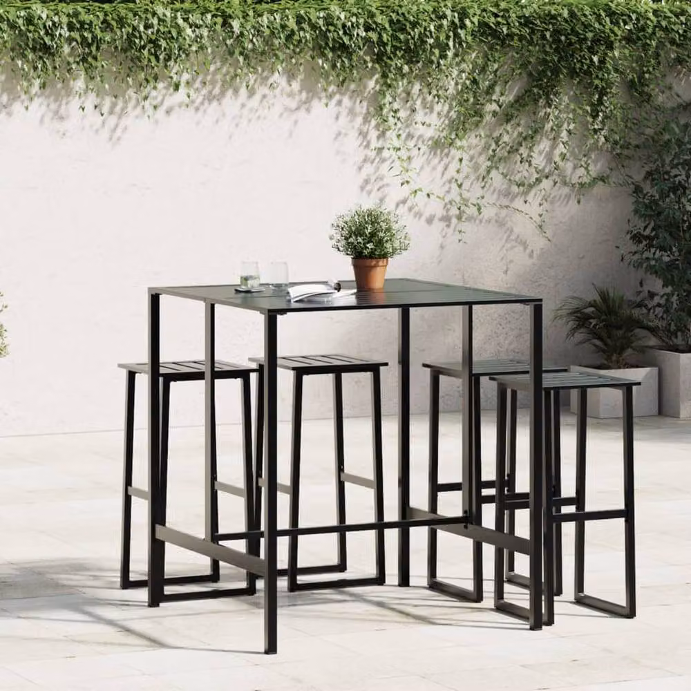 Berkfield Home Modern Square Bar Table in Black Powder-coated Steel, W/D/H: 100 x 100 x 110 cm – 3