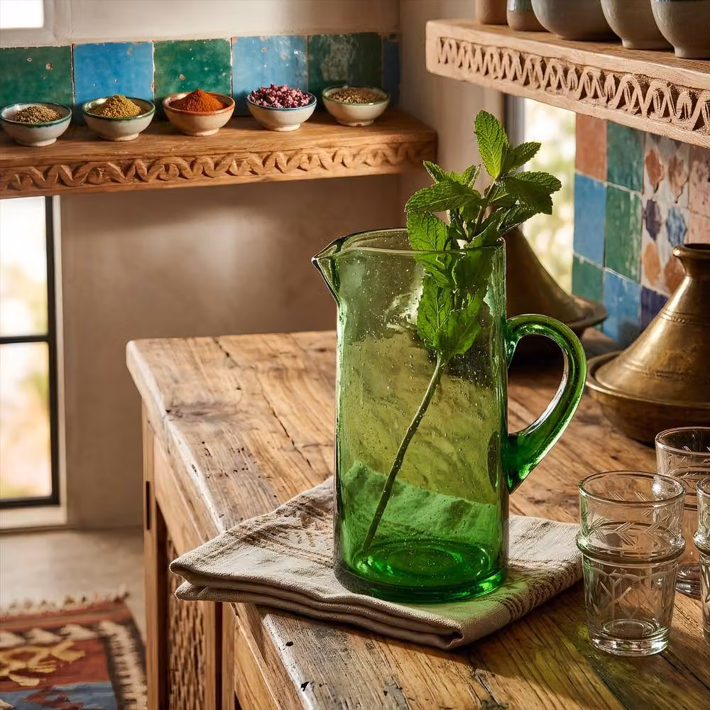 Nicola Spring Jebel Green Recycled Glass Jug, 1 l – 5
