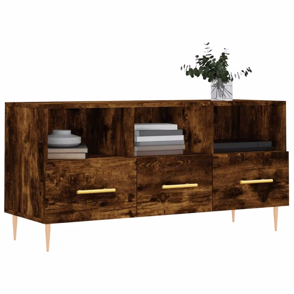 Berkfield Home Smoked Oak TV Cabinet in Brown, W/D/H: 102 x 36 x 50 cm – 3