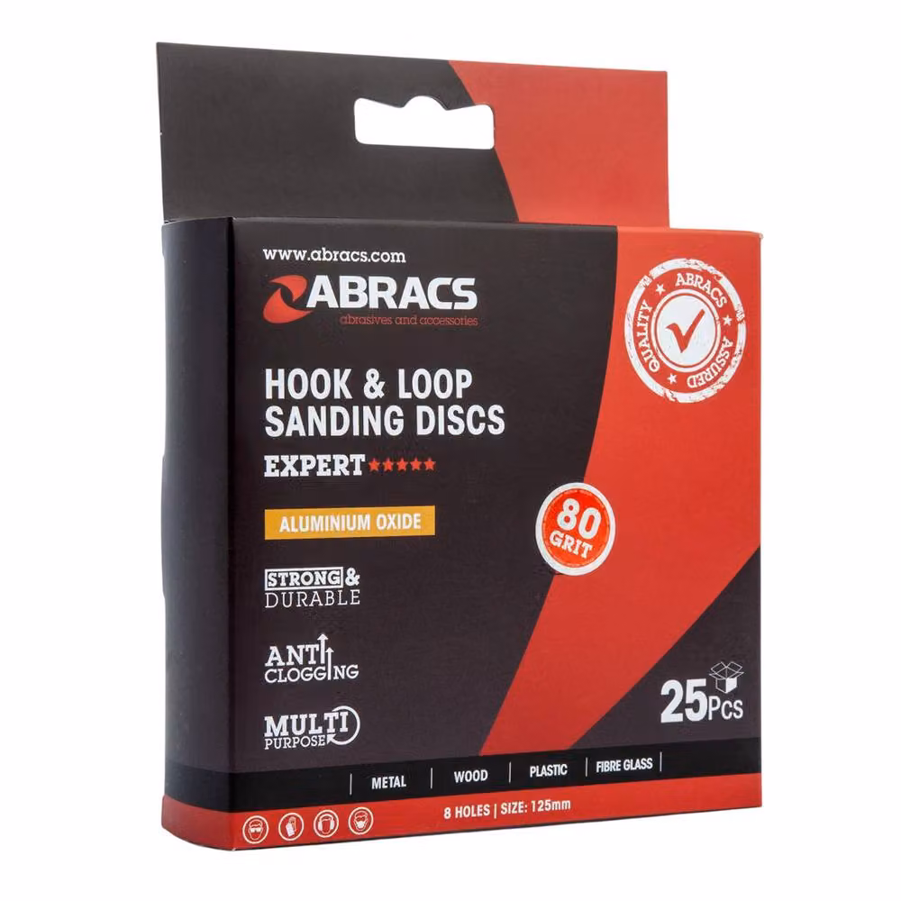 Abracs Expert 80 Grit Orbital Sander Sheets for Metal, Brown, Pack of 25 – 2