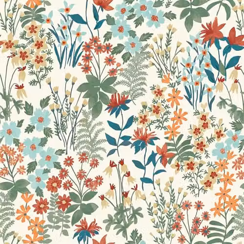 Grandeco Agnala Textured Botanical Floral Wallpaper in Green, Blue and Pink