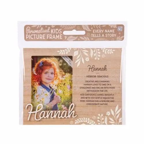 History & Heraldry Pre-personalised Child's Floral Picture Frame, Hannah, Brown, W/H: 11 x 8.5 cm