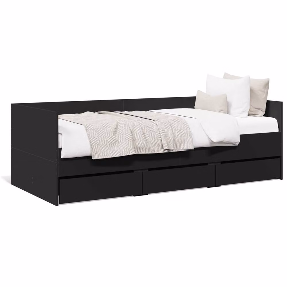 Berkfield Home Versatile Daybed with Drawers in Black, W/D/H: 190 x 78 x 65 cm – 3