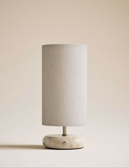 M&S Rechargeable Pebble Stone Effect Tabletop Lamp in Brown and Beige
