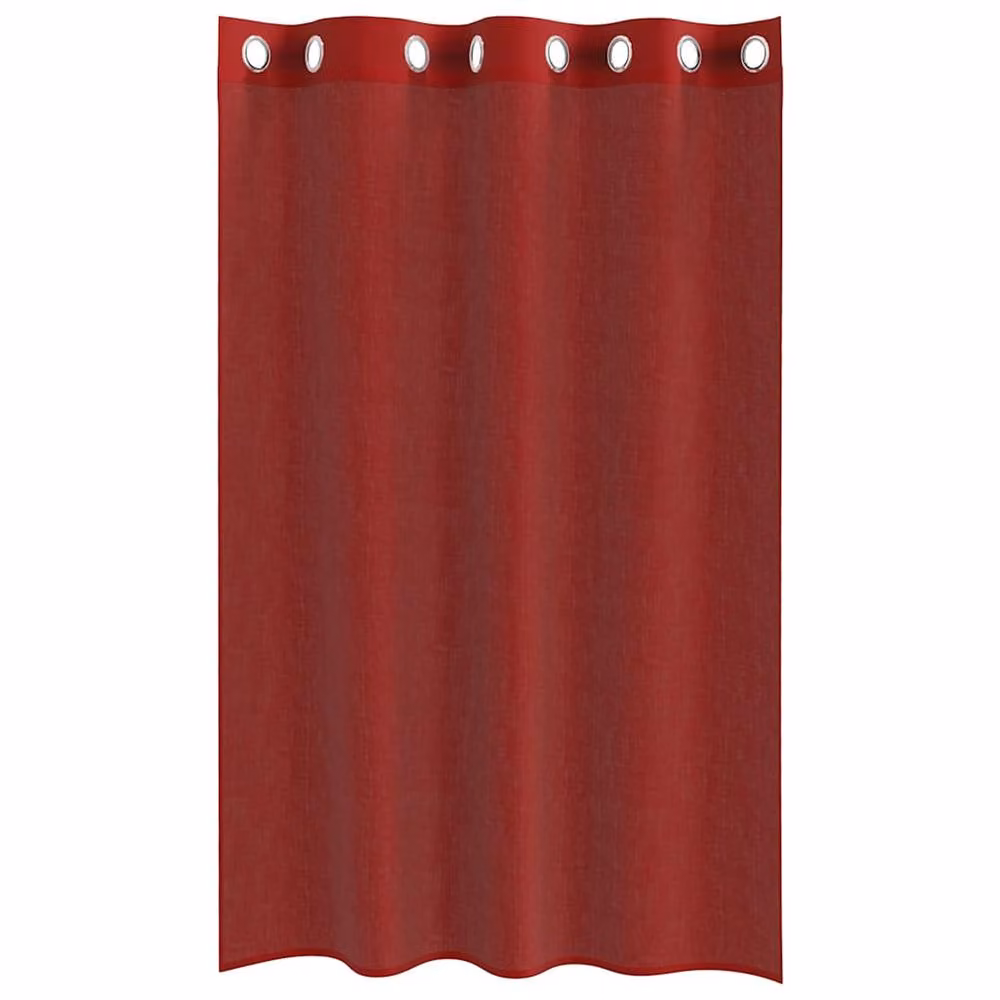 Berkfield Home Red Plain Voile Fabric Panel Curtains with Eyelets, 2 Pack – 3