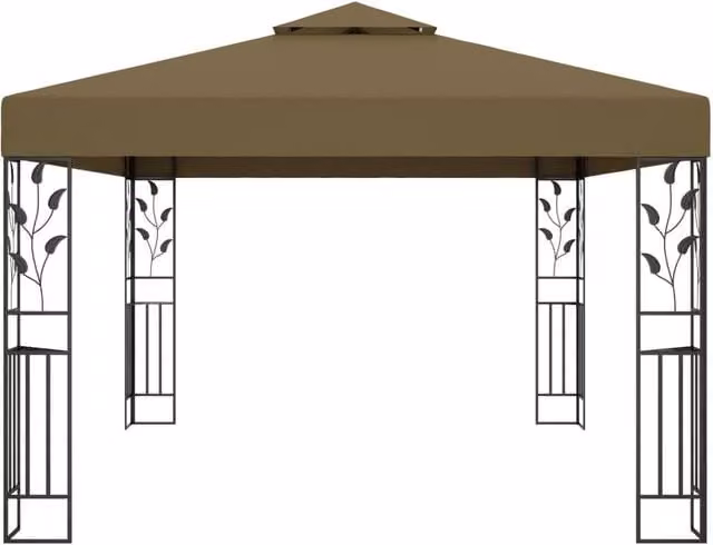 Berkfield Home Double Roof Gazebo in Beige, W: 400 cm, D: 300 cm, H: 273 cm – 1