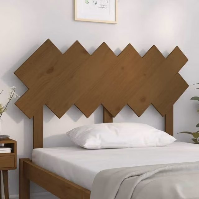 Berkfield Home Beautiful Bed Headboard in Honey Brown Solid Pine Wood, W: 122.5 cm, D: 3 cm, H: 80.5 cm – 1