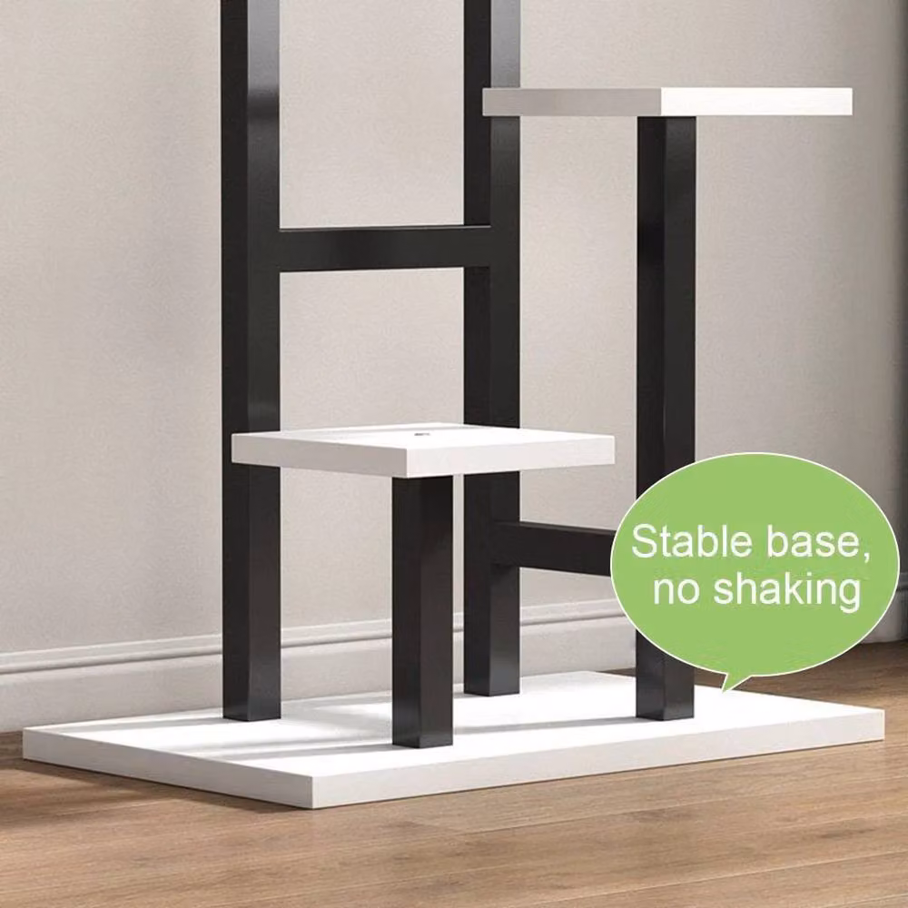 FORGEVIO 4 Tier Metal Plant Stand in Black and White for Indoor and Outdoor Use, W/D/H: 84.0 x 35.0 x 24.0 cm – 2