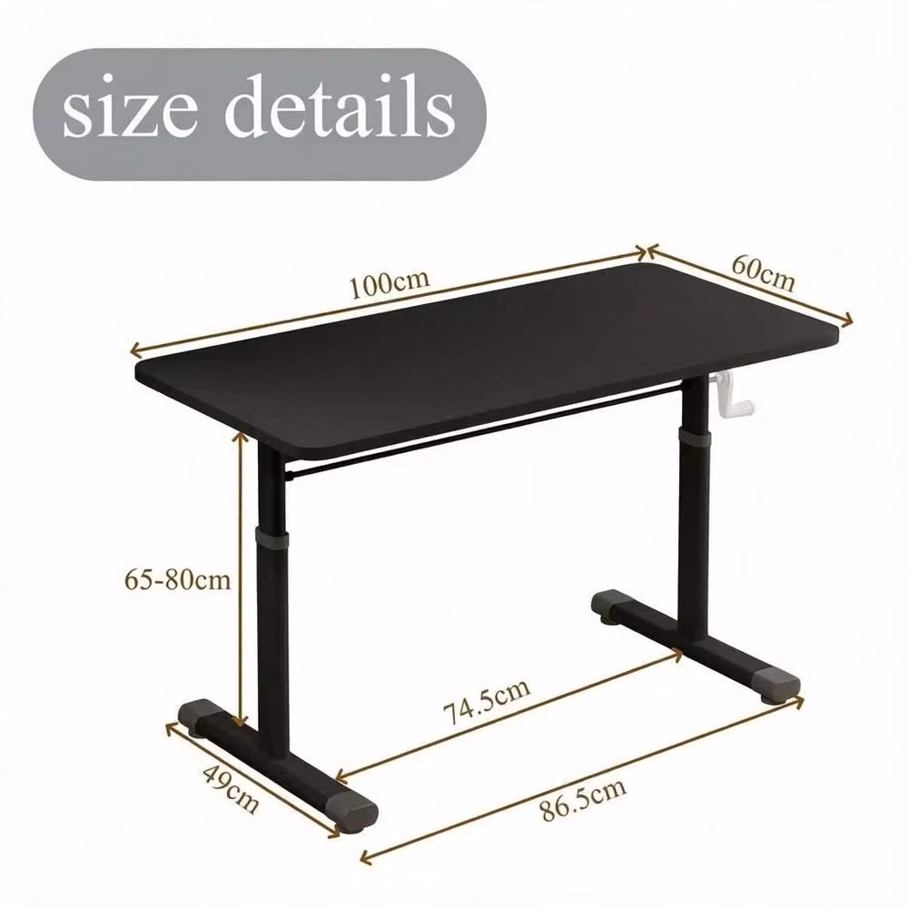 VOGREX Black Height Adjustable Manual Crank Computer Desk for Home Office – 2