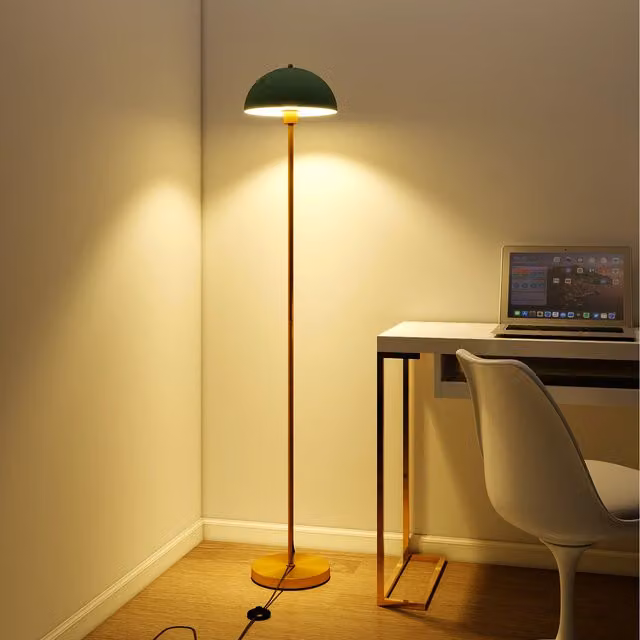 Costway Modern Floor Standing Dome Lamp in Green and Gold/Brass