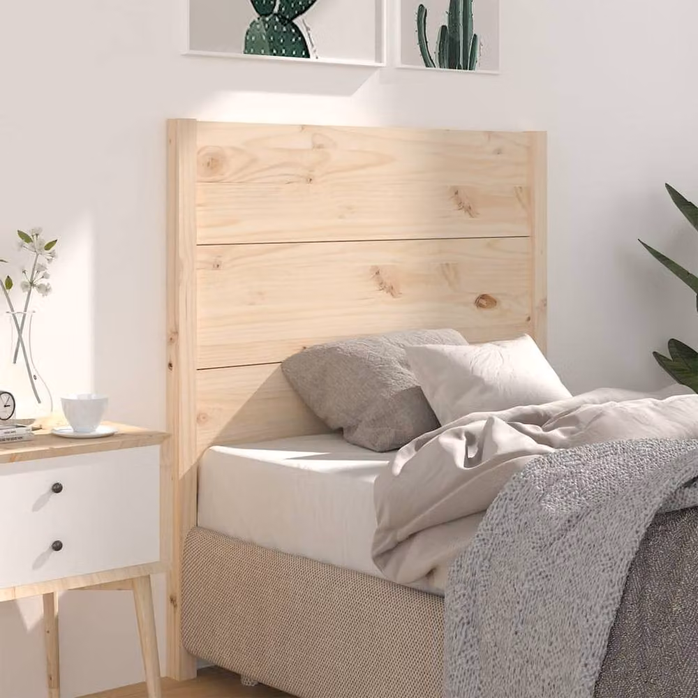 Berkfield Home Rustic Solid Wood Pine Headboard in Light Oak, W/D/H: 81 x 4 x 100 cm – 2