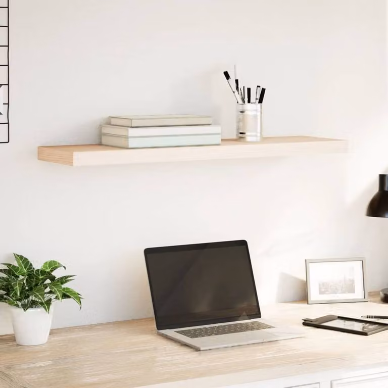 Berkfield Home Floating Wall Mounted Shelf in Light Tan Beige, W/D/H: 90 x 23.5 x 4 cm