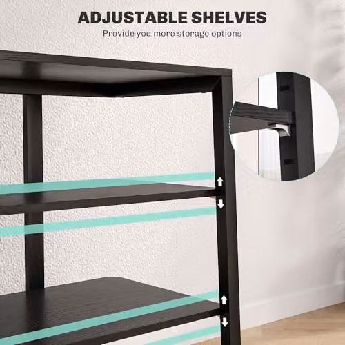 HOMCOM Modern Black Metal Media Storage Shelf – 5