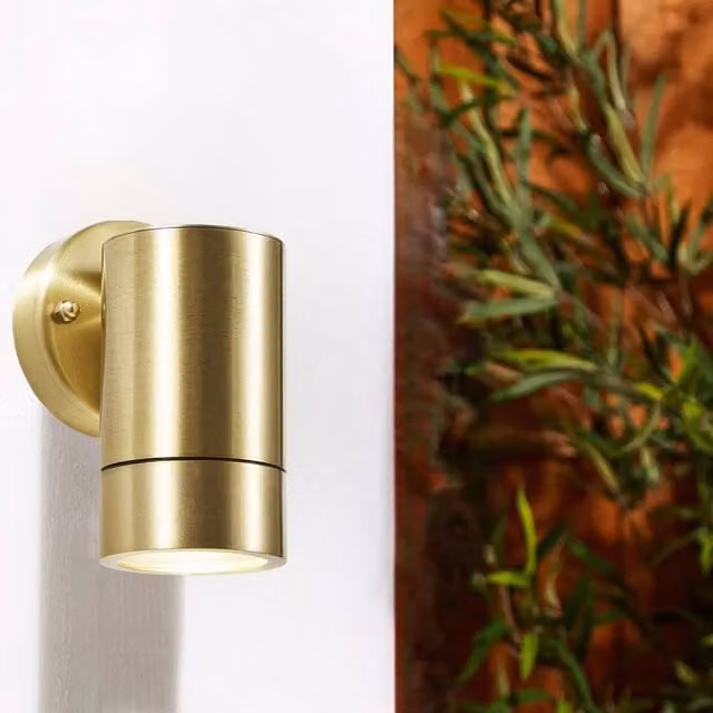 CGC Lighting Noah Brass GU10 Single Down Outdoor Wall Light Spotlight IP54