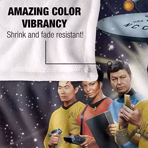 Trevco Star Trek Original Crew Super Soft Fleece Throw Blanket, White, W/D/H: 152 x 127 cm – 3