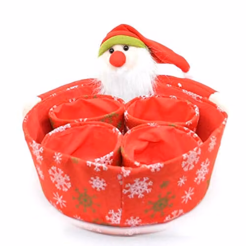 Shatchi 5-Piece Red Santa Sweet Christmas Novelty Basket Set for Tabletop Decorations and Favour Displays – 1