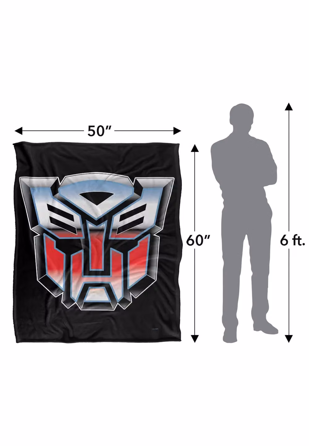 Hasbro Transformers Autobot Shine Silky Touch Super Soft Fleece Blanket, White and Multicolour, W/D/H: 152 x 127 cm – 8