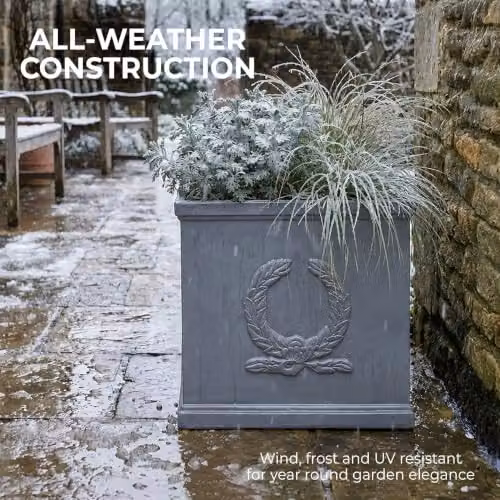 IDEALIST Large Square Planter in Grey Reinforced Stone, 45 cm – 4