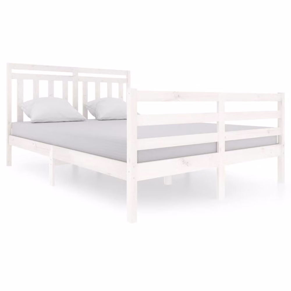 Berkfield Home White Solid Pine Wood Bed Frame W/D/H: 140 x 200 cm – 2