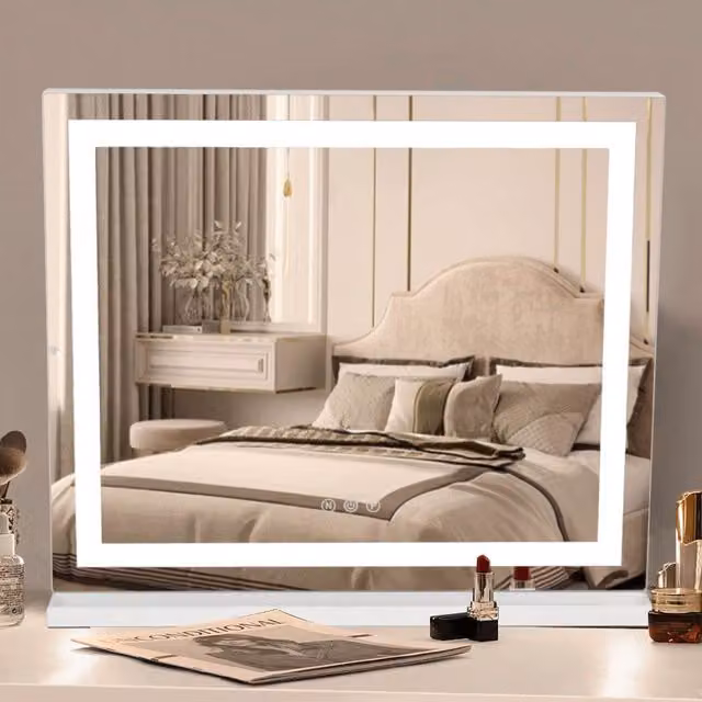 Livingandhome Professional Dimmable LED Tabletop Makeup Mirror in White
