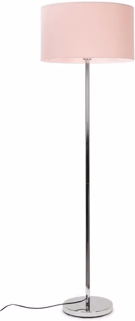 Charlie Silver Floor Lamp with Large Pink Fabric Shade
