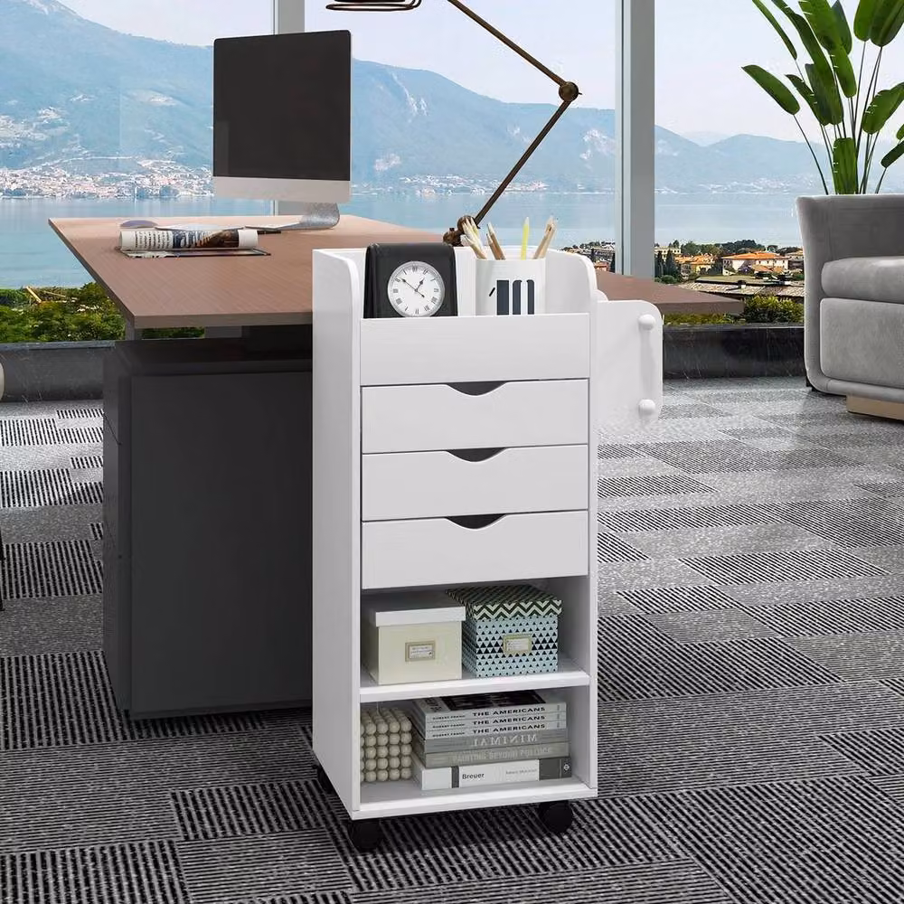 KORVIXA White Metal Craft Utility Rolling Cart for Office, Kitchen or Bathroom, W/D/H: 100 x 100 x 86 cm – 2