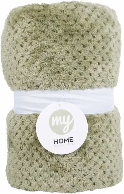 My Home Waffle Soft Fleece Throw in Green