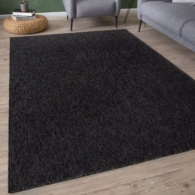 THE RUGS Flex Collection Low Pile Living Room Rug in Dark Grey, W: 240 cm, D: 340 cm
