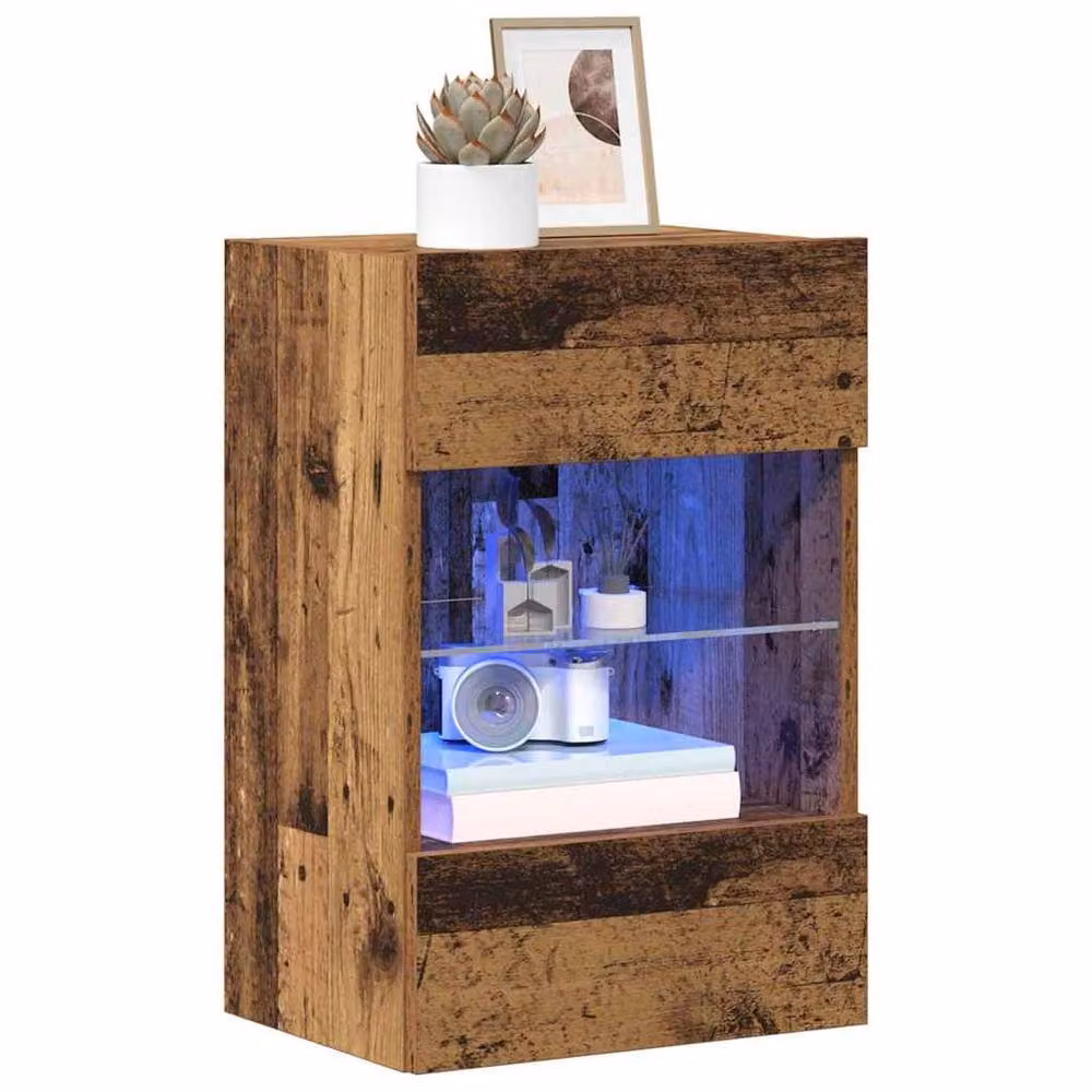 Berkfield Home Set of 2 Modern Wall Mounted TV Cabinets with Integrated LED Lighting and Internal Shelves, Brown, W/D/H: 40 x 30 x 60 cm – 4