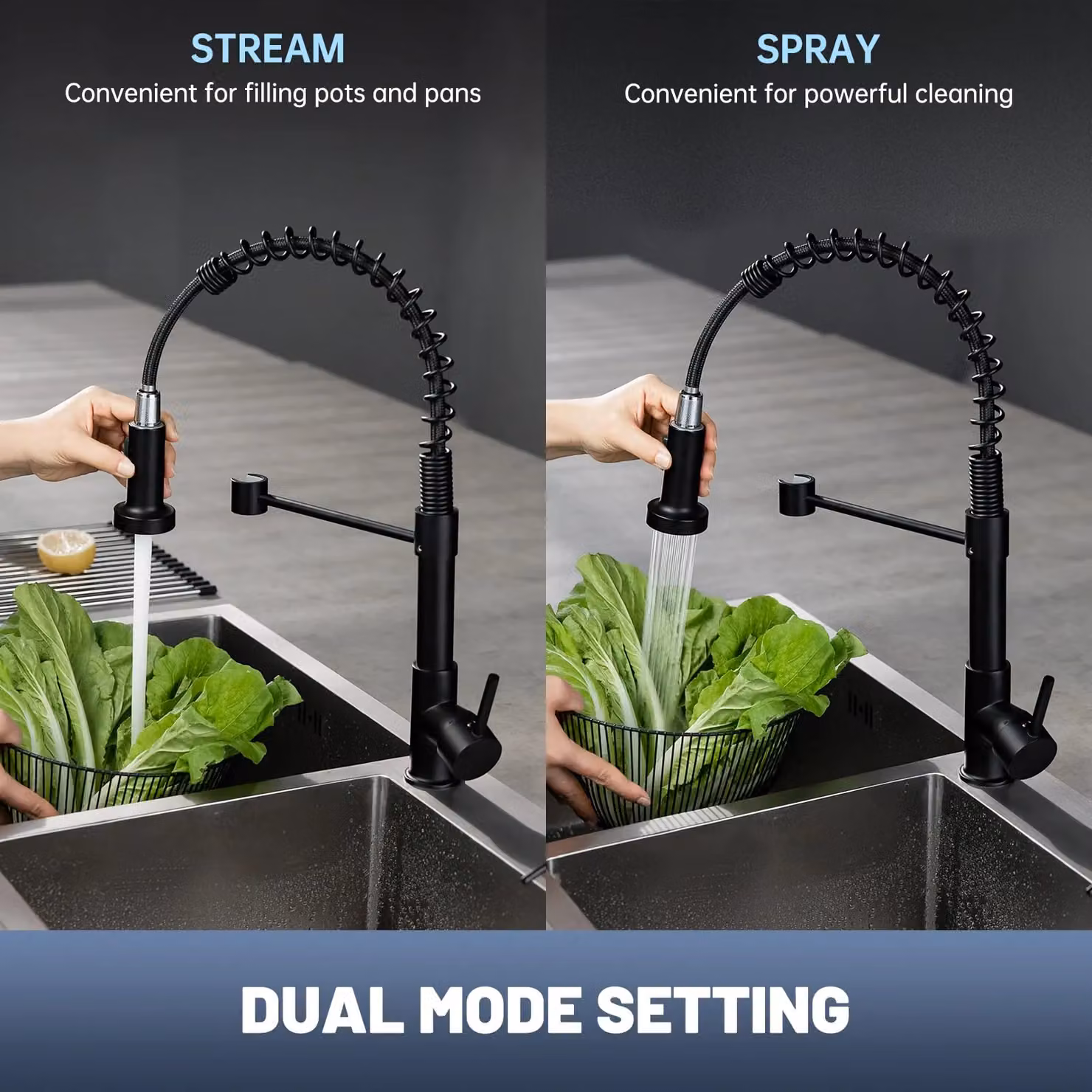 Appaso Matt Black Kitchen Tap with Pull Out Spray and 360 Degree Swivel Spout – 4