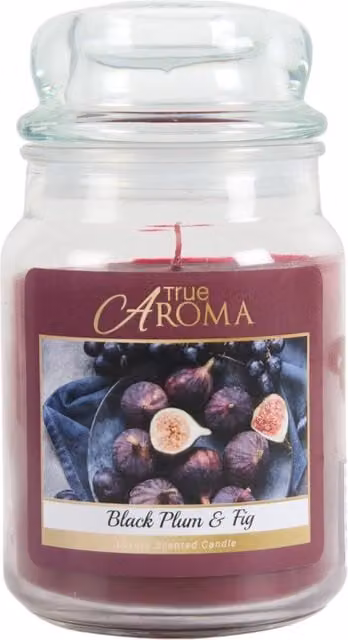 True Aroma Black Plum and Fig Fruity Glass Mason Jar, Large, Purple