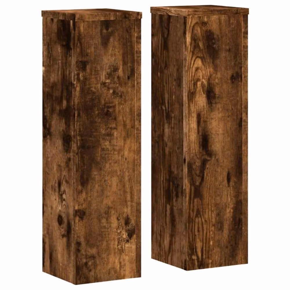 Berkfield Home 2-Piece Plant Stand Set in Smoked Oak Brown, W/D/H: 17 x 17 x 60 cm – 3