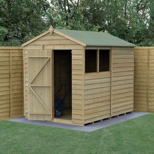 Forest Garden Apex Wooden Garden Shed with Double Doors and Gable Roof in Brown