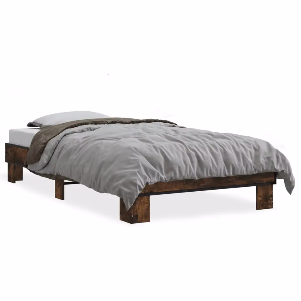 Berkfield Home Smoked Oak Bed Frame in Brown, W: 100 cm, D: 200 cm – 2