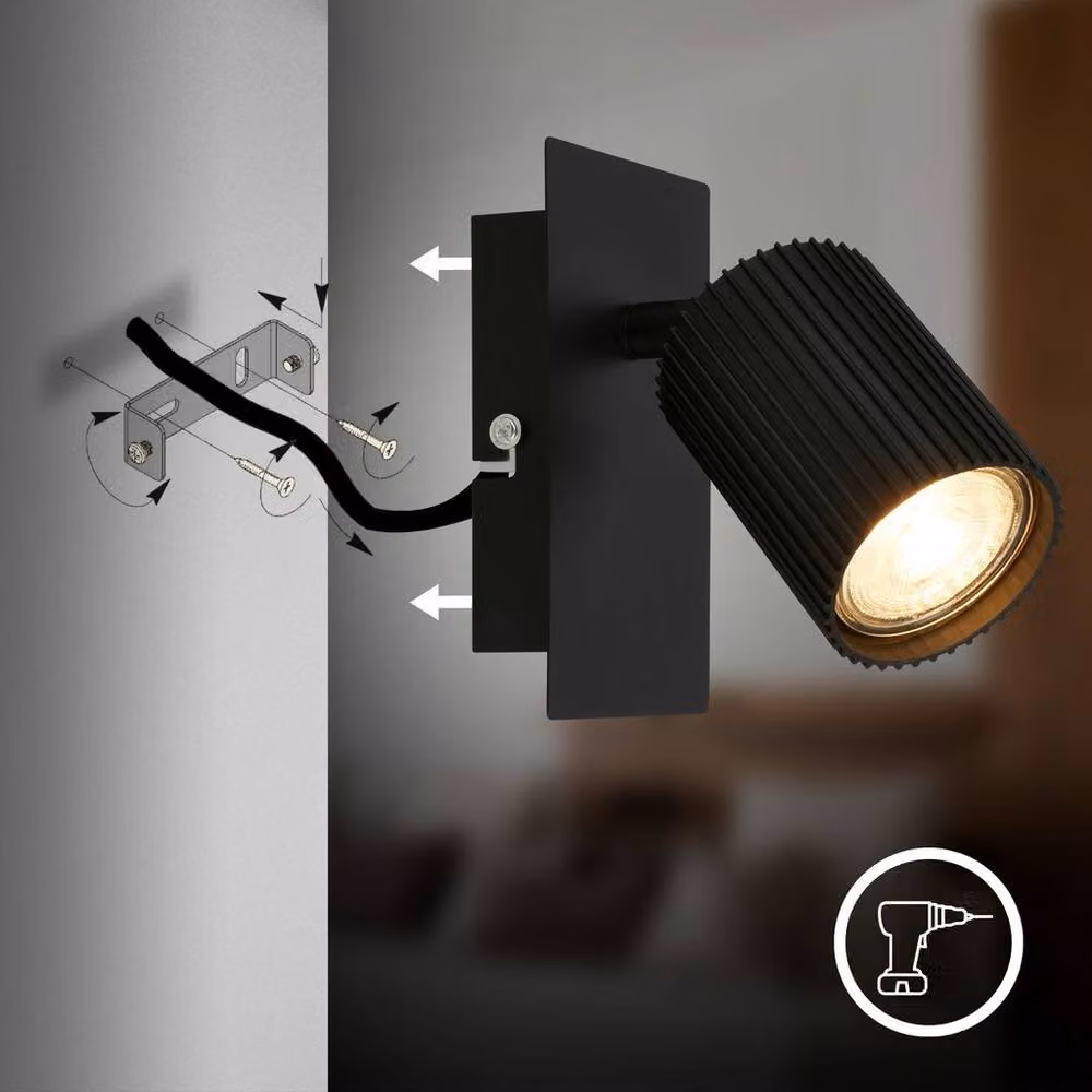 Briloner Black Metal Adjustable Wall Light Spotlight with GU10 Socket, W/D/H: 13 x 8 x 9 cm – 5