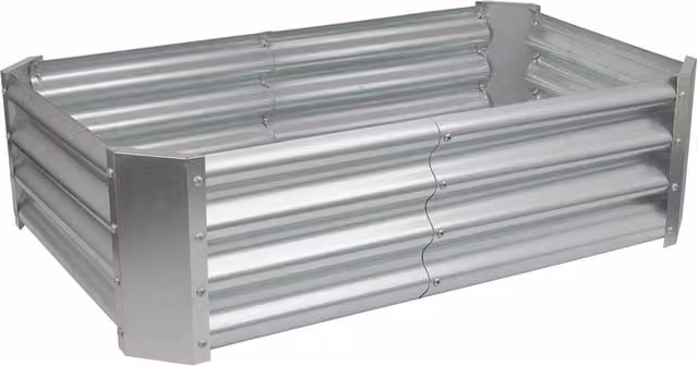 Harbour Housewares Raised Rectangular Bottomless Garden Bed, Galvanised Steel Planter in Silver, W/D/H: 120 x 60 x 30 cm