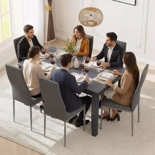 KOSY KOALA Modern Grey Wood Effect Dining Table and 6 Chairs Set, W/D/H: 117 x 77 x 75 cm – 3