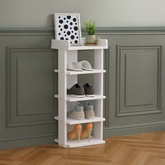 Neo Multi Layer Wooden Shoe Rack Storage Organiser in White