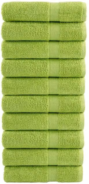 Berkfield Home SOLUND Premium Cotton Terry Hand Towels, Apple Green, 10 Pack, W: 50 cm, L: 100 cm, 600 gsm – 1
