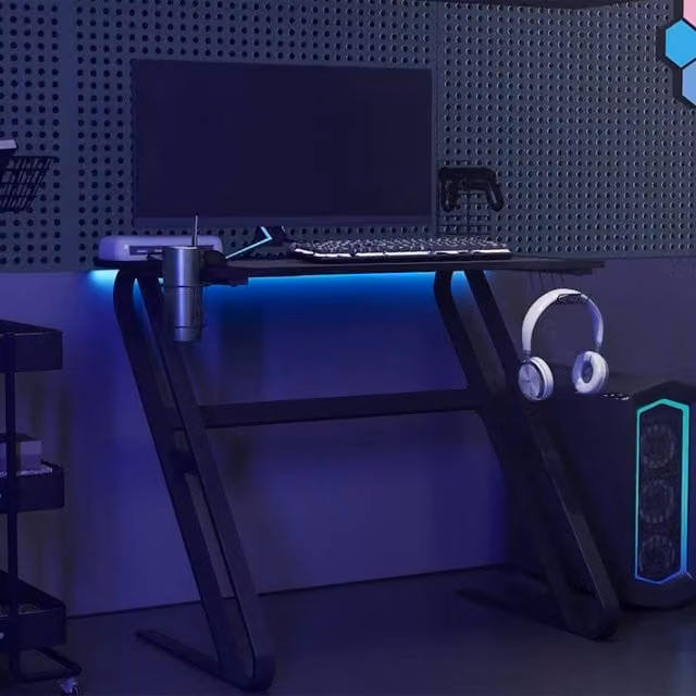 Berkfield Home Ergonomic Gaming Desk with ZZ Shape Legs, Black, W: 90 cm, D: 60 cm, H: 75 cm